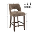 thumbnail image 3 of Usaint Chenille Bar Stools Set of 2, 26" Counter Height Barstools, Mid-Century Wooden Kitchen Island Chairs for Dining Room, Brown, 3 of 9