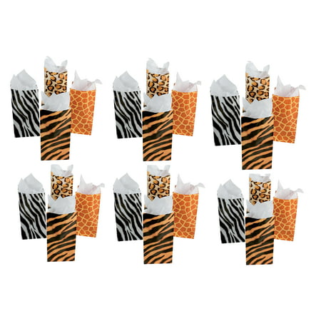 Lot of 24 Safari Jungle Animal Print Paper Party Treat Bags