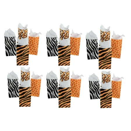 Safari Treat Bags - Lot of 24 Safari Jungle Animal Print Paper Party Treat Bags
