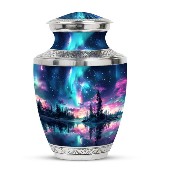 KARYLIZ Aurora Borealis Urns For Human Ashes Adult Man - Memorial Funeral Cremation Ashes Holder For Adults - Decorative Burial Urn For Human Ashes - Funeral Urns For Adult Ashes Women & Men (10inch)
