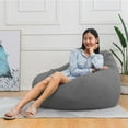 thumbnail image 2 of LELINTA Bean Bag Sofas Cover No Filler Lounger Chairs for Kids, Adults, Couples Jumbo Bean Bag Chair Seat Cover Only Size 35.4"x43.3", 2 of 7