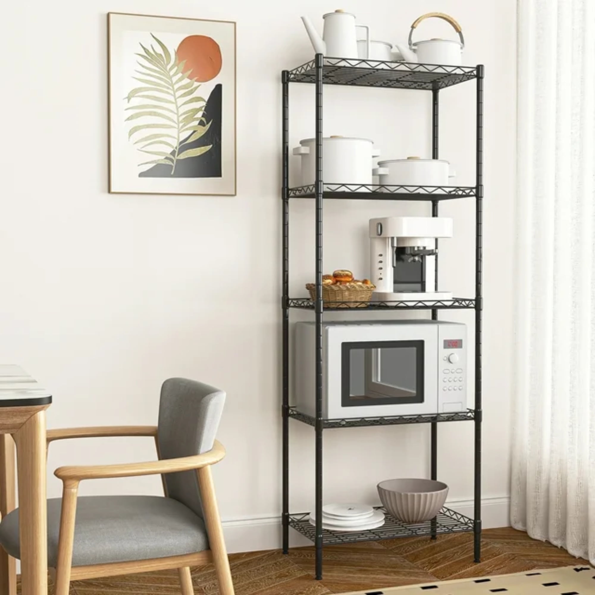 Lowestbest 5 Tier Wire Shelving, Metal Storage Shelves, Heavy Duty Adjustable Shelf Standing Kitchen Rack, Black (21.25 x 11.42 x 59.06) Lowestbest 5 Tier Wire Shelving, Metal Storage Shelves, Heavy Duty Adjustable Shelf Standing Kitchen Rack, Black (21.25 x 11.42 x 59.06)