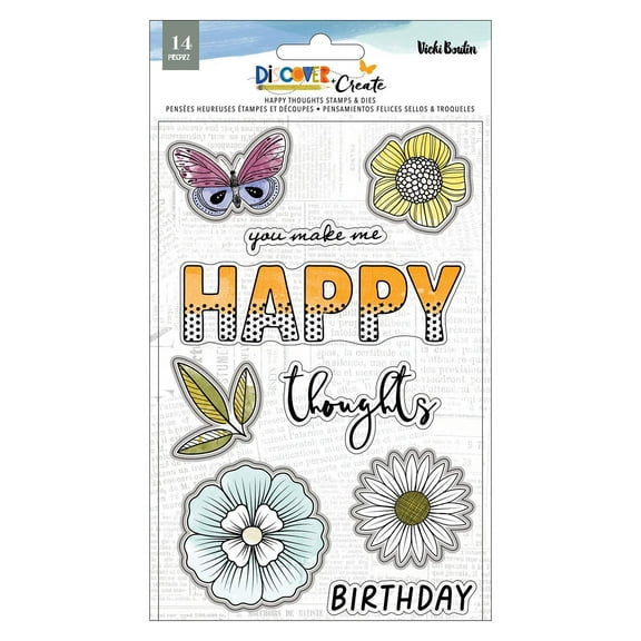 Vicki Boutin Discover   Create Stamp And Die Set-Happy Thoughts