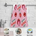 thumbnail image 4 of Coolnut Sexy Red Lips Hand Towels 2 PCS, Ultra Soft and Highly Absorbent, Strawberry Kiss Decorative Fingertip Towel for Home, Bathroom, Kitchen, 28.3"x14.4", 4 of 4