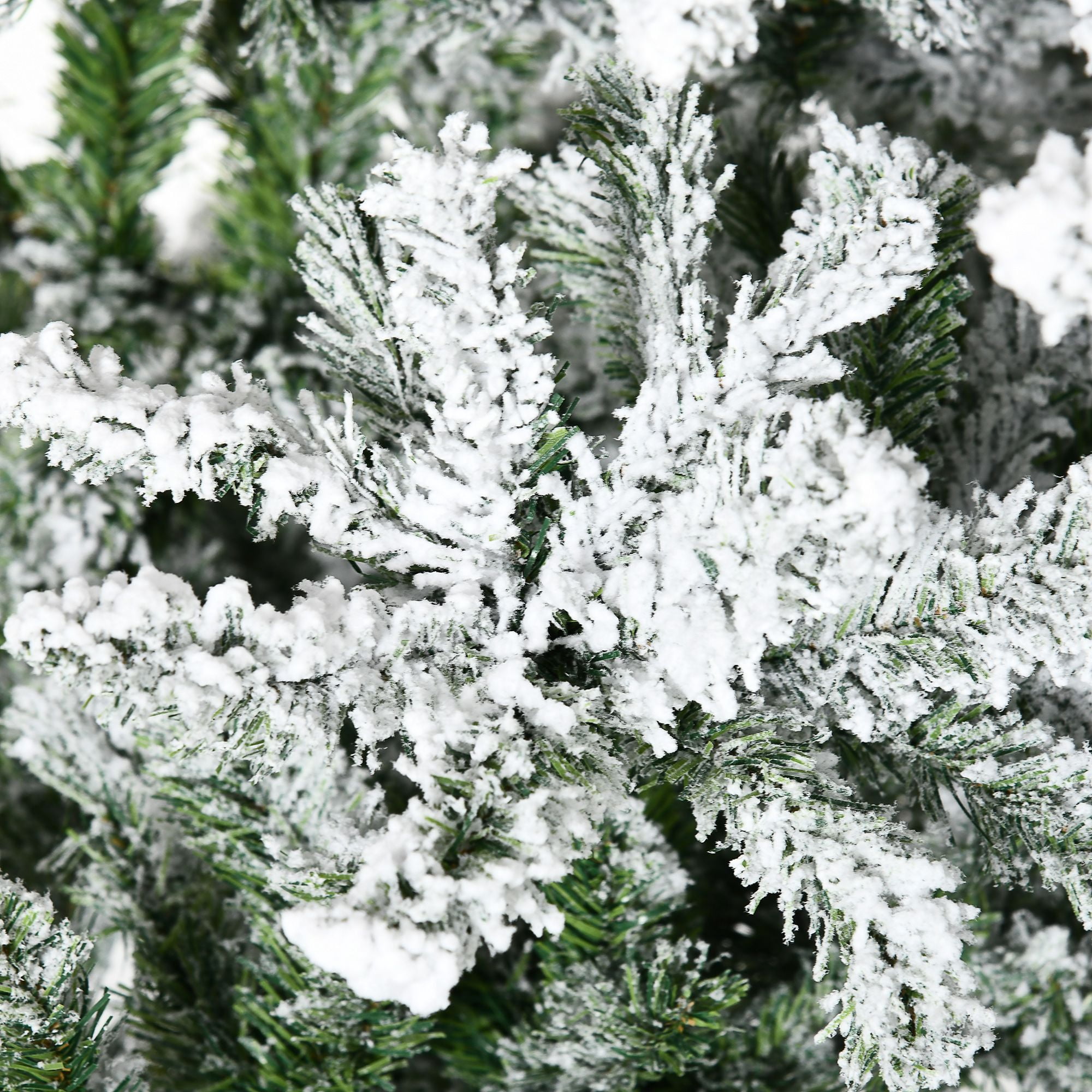 9 ft Flocked Artificial Christmas Tree with 1890 Branch Tips, Hinged PVC and Steel Frame, Indoor Holiday Tree