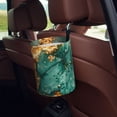 thumbnail image 5 of Wukai Emerald Color Gold Marble Print Car Trash Can - Easy to Clean Hanging Garbage Bin - Removable Liner - Leak-Car Garbage Can - Waterproof Trash Can for Car and SUV, 5 of 7