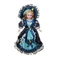 thumbnail image 2 of Muñeca de porcelana en miniatura para casa de muñecas, con traje, cabello rizado, 40 cm Azul oscuro, 2 of 9