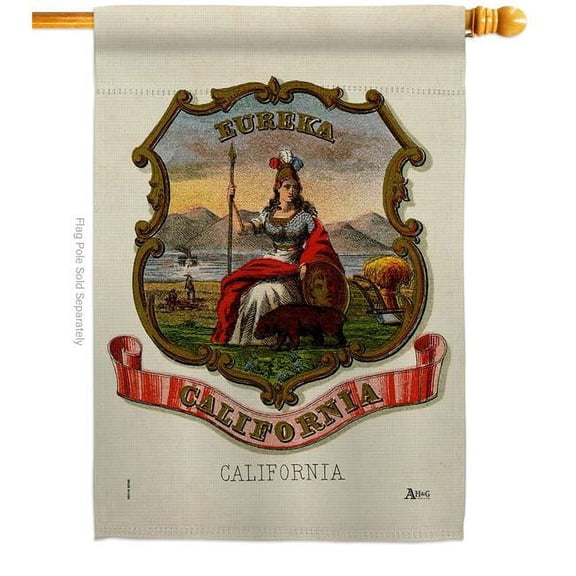 Americana Home & Garden H141211-BO 28 x 40 in. Coat of Arms California House Flag with Americana States Double-Sided Decorative Vertical Banner Garden Yard Gift
