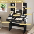 thumbnail image 5 of FANRAL Vanity Desk with LED Lighted Mirror and Power Outlet,Makeup Vanity Table with Storage Drawers,3 Lighting Modes and Adjustable Brightness,Dressing Table for Bedroom,Black Vanity, 5 of 7