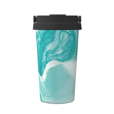 

Qekee Teal Turquoise 1 Print Insulated Coffee Mug Coffee Tumbler Cup Thermos Mug Water Bottle with Handle & Flip