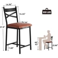 thumbnail image 3 of YUSAZENS 26 Inch High Bar Stool with X Shaped Metal Back, Tall Counter Height Chair, Sturdy Seating for Kitchen Island Bar Pub Brown 4pcs, 3 of 8