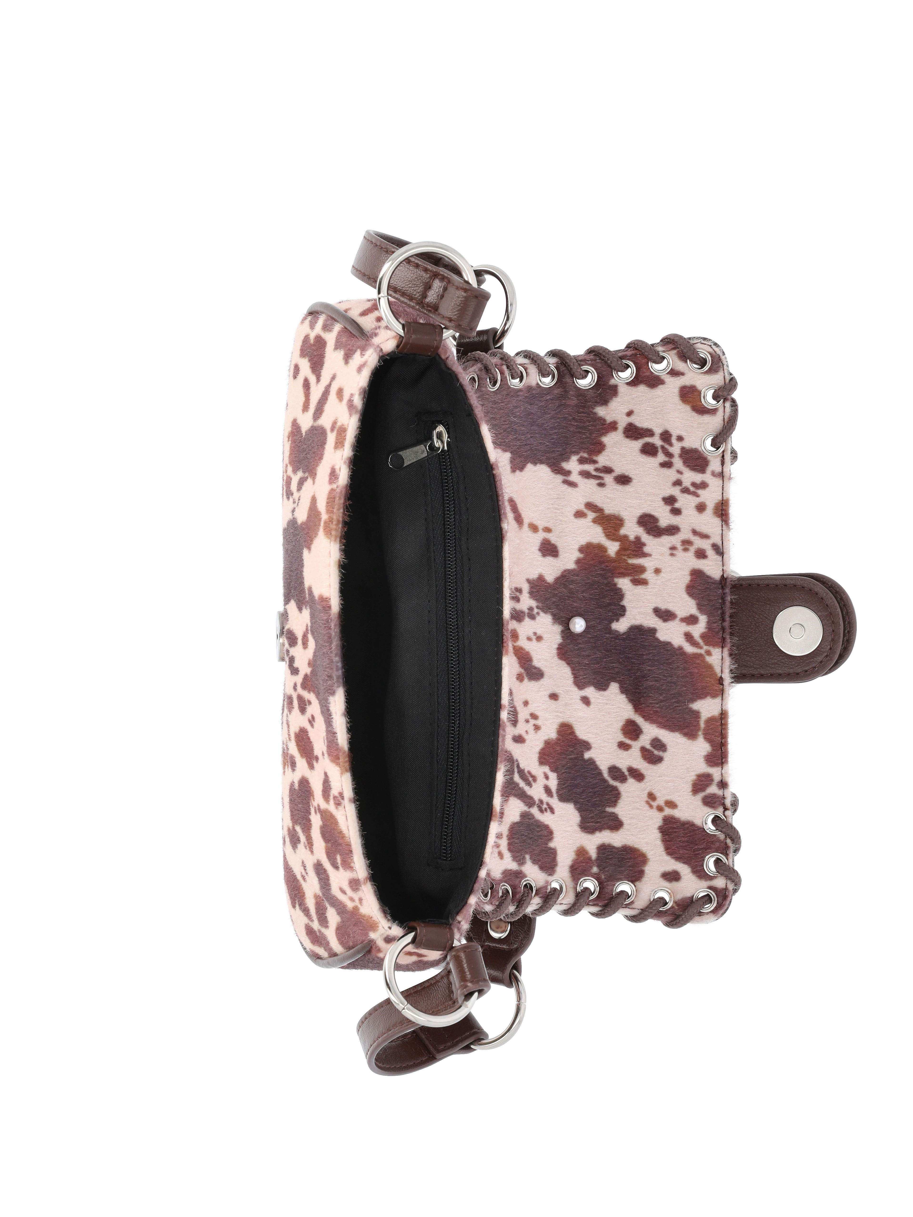 No Boundaries Women's Shoulder Bag, Brown Cow