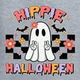 thumbnail image 6 of Wild Bobby Hippie Halloween Ghost Bats Stars Halloween Pink Orange Purple Halloween Halloween Women Slim Fit Junior Tee, Heather Grey, X-Large, 6 of 6