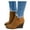 Brown, variant on Women’s Wedge Ankle Booties Suede Round Toe V Cut Side Zipper Short Ankle Booties for Women Low Heel Boots