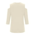 thumbnail image 5 of XuJwPNcy Women's Cold Shoulder Tops 3/4 Sleeve Shirts V Neck Basic Tees Casual Trendy Solid Color Tops Blouse, 5 of 6