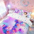 thumbnail image 3 of meiyoeat Flower Butterfly J Initial Rainbow Bedding, Watercolor Galaxy Stars Duvet Cover Full for Girls, Colorful Star Reversible, 3pcs, 1 Duvet Cover and 2 Pillowcases, 3 of 6