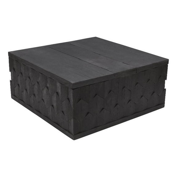 Pemberly Row Storage Cocktail Table in Dark Gray on Mango Solid Wood