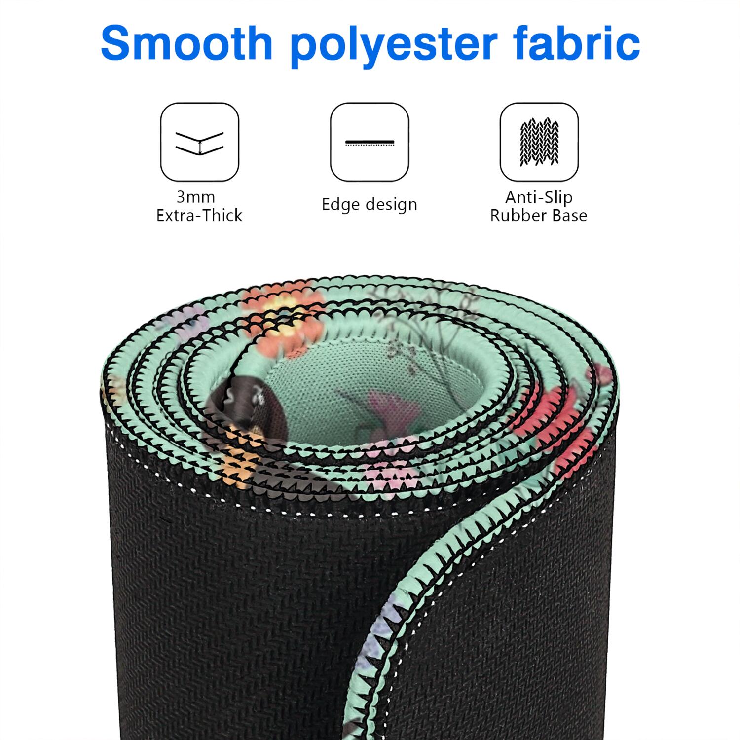 Long Mouse Pads for Desk,Dachshunds and Pioneer Flower Desk Mats on Top Of Desks, Desk Mouse Pad Extra Large with 3mm Non-Slip Base and Stitched Edge for Gaming,Office,Work,Home 47.3"x23.6"