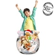 thumbnail image 3 of Whale Storage Toy Bag Chair, Animal Silhouettes with Different Designs Curved Lines Dots and Chevrons, Stuffed Animal Organizer Washable Bag, Large Size, Slate Blue Peach Black, by Ambesonne, 3 of 3