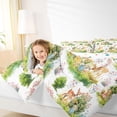 thumbnail image 3 of Castle Fairy Girls Watercolor Deer Hedgehog Squirrel Full Size Bedding Sets 7 Pieces,Dreamy Floral Animal Rabbit Full Size Bed in a Bag,Green Pink Cream,Reversible, 3 of 7
