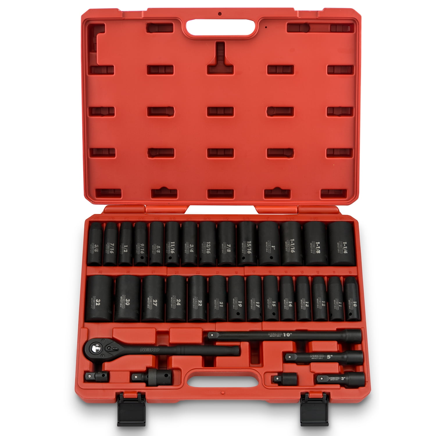 neiko 02448a 1/2-inch drive impact socket master set with adapters 