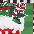 thumbnail image 3 of Evergreen Garden Flag PatternedChristmas Stocking Applique Double Sided Indoor Outdoor Decor 18" x 12.5", 3 of 4