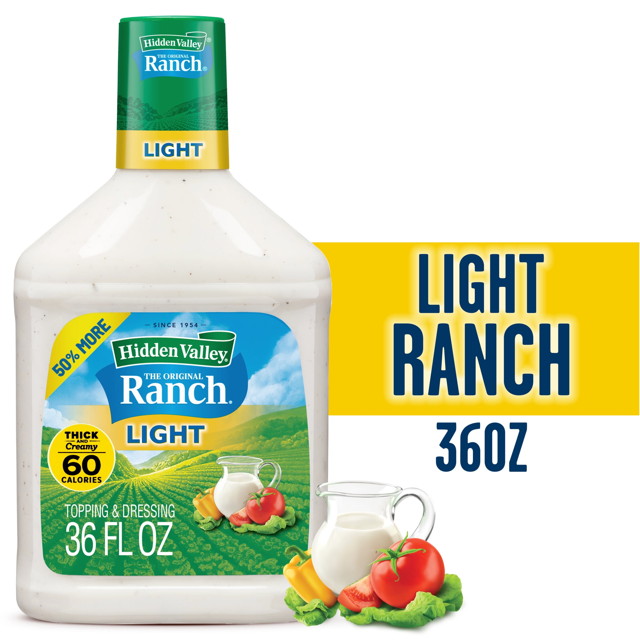 (6 pack) Hidden Valley Gluten Free Keto-Friendly Original Ranch Light Salad Dressing and Topping, 36 Fl Oz Bottle, 6 Pack
