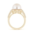 thumbnail image 2 of ANGARA Freshwater Cultured Pearl and Coffee Diamond Halo Ring in 14K Yellow Gold for Women | June Birthstone, Birthday, Anniversary, Jewelry Gift for Women | Pearl Ring, 2 of 9