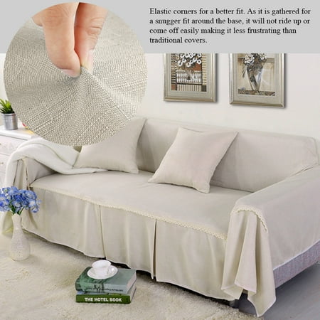 Imitation Linen Sofa Cover Solid Color Sofa Towel Living Room Single/Double/Three/Four People Non-Slip