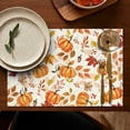 thumbnail image 5 of Farmhouse Thanksgiving Placemats Set of 4, Heat Resistant Machine Washable Linen Table Mats with Pumpkin and Turkey Pattern, Durable Fall Dining Mats for Family Celebration, 5 of 6