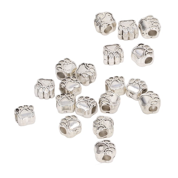 Cuentas para pulseras, 20 piezas de espaciadores con forma de huella de pata, lindas cuentas de aleación de zinc, características líderes en su clase