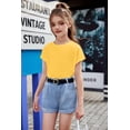 thumbnail image 4 of Arshiner Girls Shirt Crop Tops Short Sleeve Summer Drop Shoulder Batwing Sleeve Crewneck Loose T Shirt Tee, 4 of 6