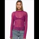 thumbnail image 5 of Camisetas de Larga Transparentes para Mujer, de Transparente, Ajustadas, con Ribete Festoneado, Blusas y Conjuntos Superiores Rosa Roja M, 5 of 9