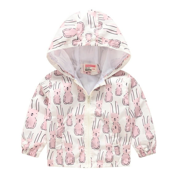 Otqutp Toddler Girls Boys Spring Fall Windbreaker with Hoods Baby Zipper Hooded Outwear Windproof Jacket Lightweight Coat 1-5 Years(White C,3-4 Years)