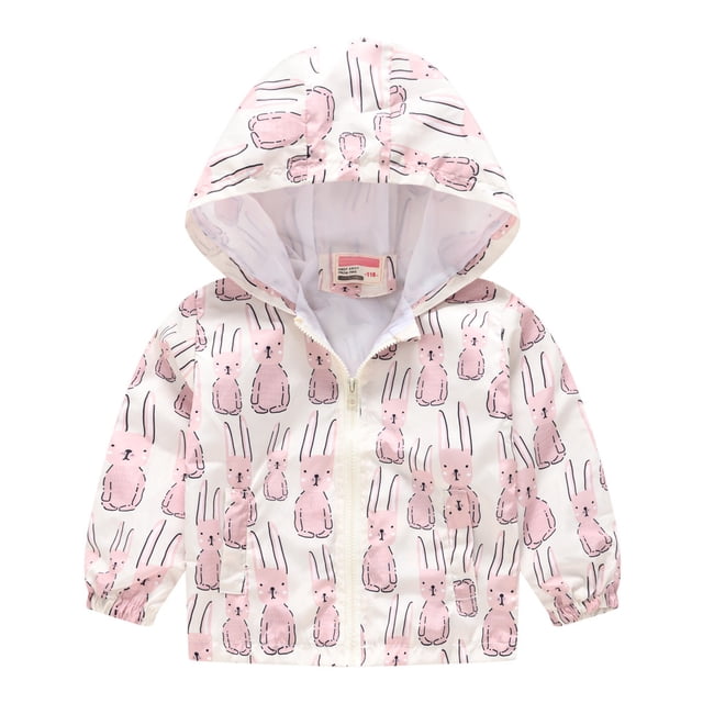 XXWXYD Toddler Rain Jacket Windbreaker Light Cute Cartoon Printed Sun Protection Long Sleeve Full Zipper Raincoat Boys Waterproo𝖿 Hooded Spring Fall Outerwear Coats