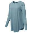 thumbnail image 2 of A2Y Women's Premium Solid Long Sleeve Round Hem Crew Neck Top Shirt Blue Grey 1XL, 2 of 7