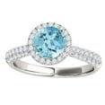 thumbnail image 2 of Aonejewelry 1.20 Ct. Ttw Diamond and Round Shaped Aqumarine Ring in 10K White Gold, 2 of 4