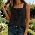 thumbnail image 7 of Kilaqueen Womens Bow Tie Front Tank Tops Summer Dressy Solid Color Square Neck Sleeveless Tunic Blouses Lightweight Loose Fit Casual Going Out Cami Gauze Shirts, 7 of 7