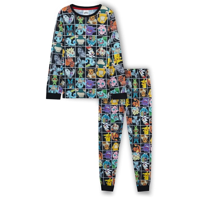 Set de pijamas Pokémon Pikachu para niños de 9 a 10 años, aplicación negra