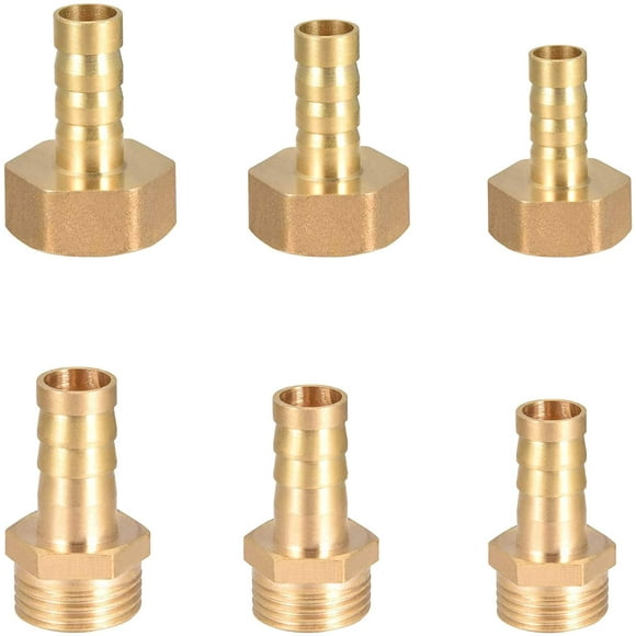 6 pieces Barbed Wire Fitting Solid Brass Connector, Male / Female Thread. Pond / Pool / Hose Hose Adapters, External Thread & Female Thread
