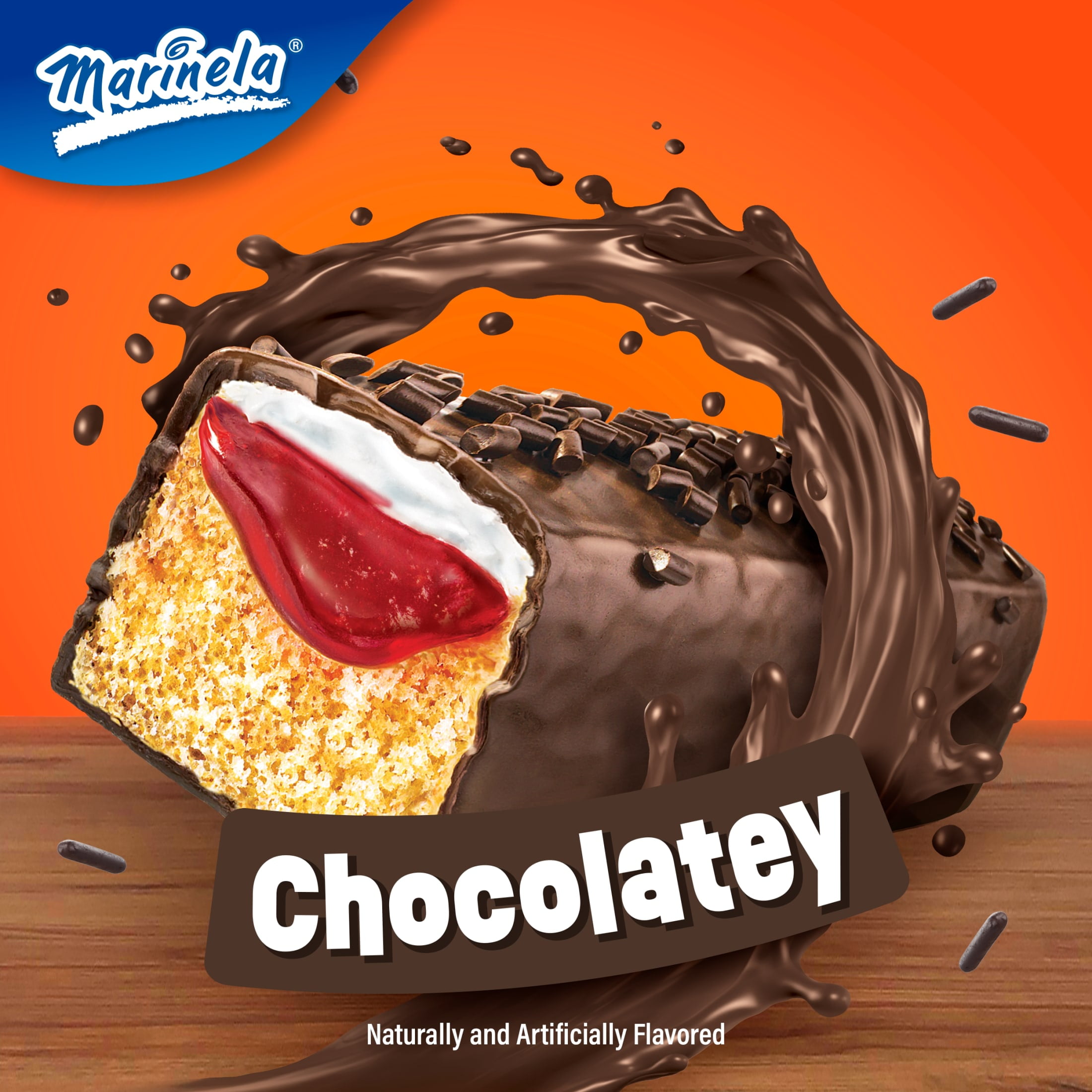Marinela Gansito Chocolatey Filled Snack Cake, 8 packs, Strawberry, Chocolate and Crème Snack Cakes, 14.08 oz Multipack