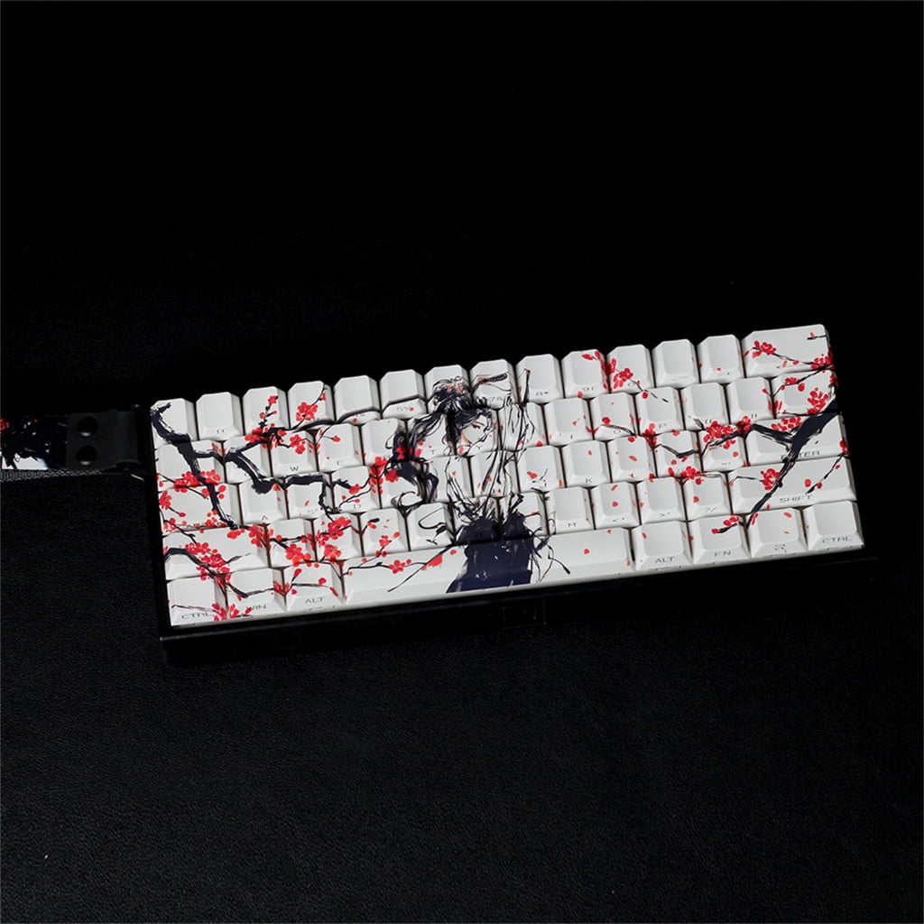60% 68% PBT Keycaps Side Printed Plum Blossom Keycaps for Mechanical Keyboards