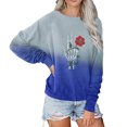 thumbnail image 1 of Tops de Mujer Blusas de Manga Larga Redondo Casual Rose Skull Print Gradient Raglan Camiseta Top Odeerbi ODB186815, 1 of 4
