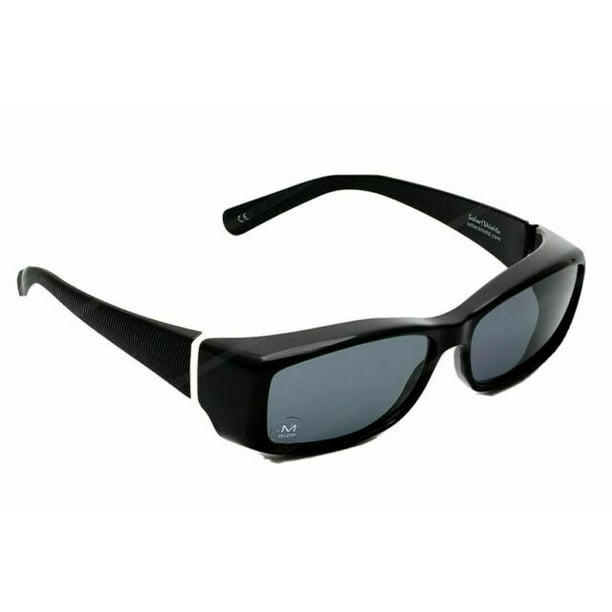 Solar Shield Fits Over Sunglasses Med Rec Black Modern - Walmart.com ...