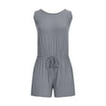 thumbnail image 7 of CheerKidz Ladies Summer Sleeveless Jumpsuit Drawstring Straps Double Pocket Casual Tank Romper Beach Cover Up(Gray,S), 7 of 7