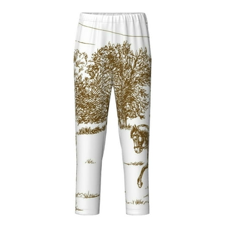 Fuzoiu Horse Rider In Field Print Teenagers Pajama Pants Lounge Pants with 2 Pockets Elastic Waist Kids Sleep Bottoms Comfy Sleepwear PJ Bottoms for Kids-Medium