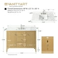 thumbnail image 2 of Vanity Art 48" Double Door Bathroom Vanity with Sink, Freestanding Storage Cabinet with Engineered Marble Top, Flip Down Tray, Drawer, and Shelf, 2 of 7