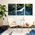 thumbnail image 4 of IDEA4WALL 3 Piece Nature Canvas Wall Art Waterfall in Forest Canvas Prints Modern Home Wall Decor, 16"x24", 4 of 5