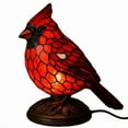 thumbnail image 2 of Cadancy Stained Glass Red Bird Table Lamp Night Light, Animal Statue Desk Lighting, Vintage Resin Base Bedside Lighting Decor, Memorial Gift for Nature Lover., 2 of 6