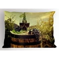 thumbnail image 1 of Wine Pillow Sham Scenic Tuscany Landscape with Barrel Couple of Glasses and Ripe Grapes Growth, Decorative Standard King Size Printed Pillowcase, 36 X 20 Inches, Green Black Brown, by Ambesonne, 1 of 2